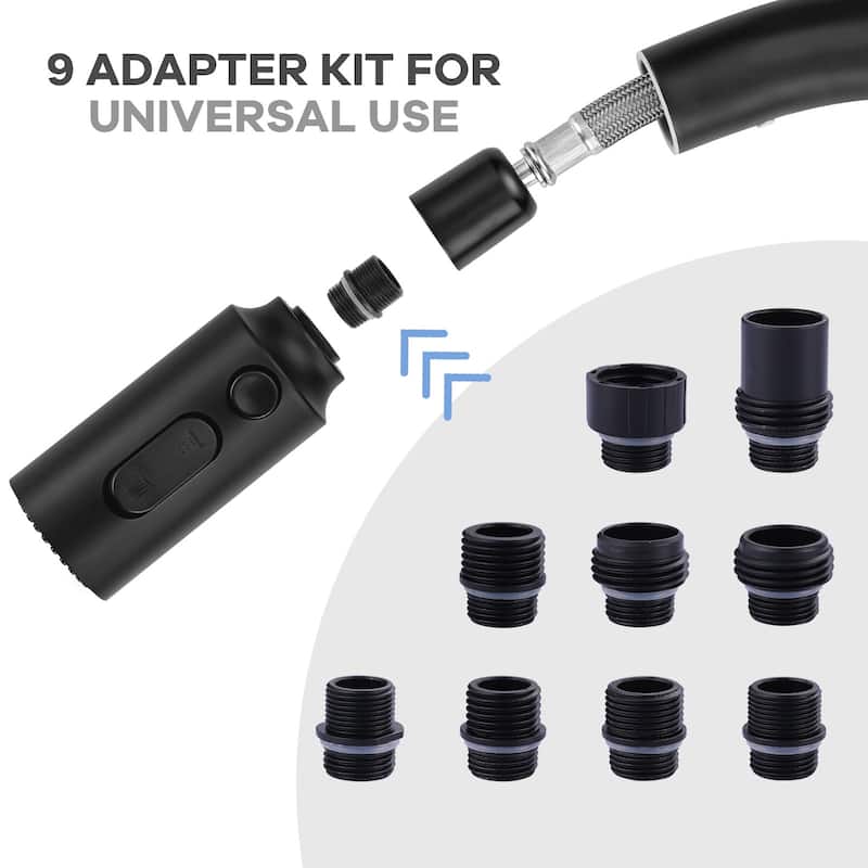 WOWOW Stainless Steel Pull Down Kitchen Faucet Sprayer with 9 Adapters