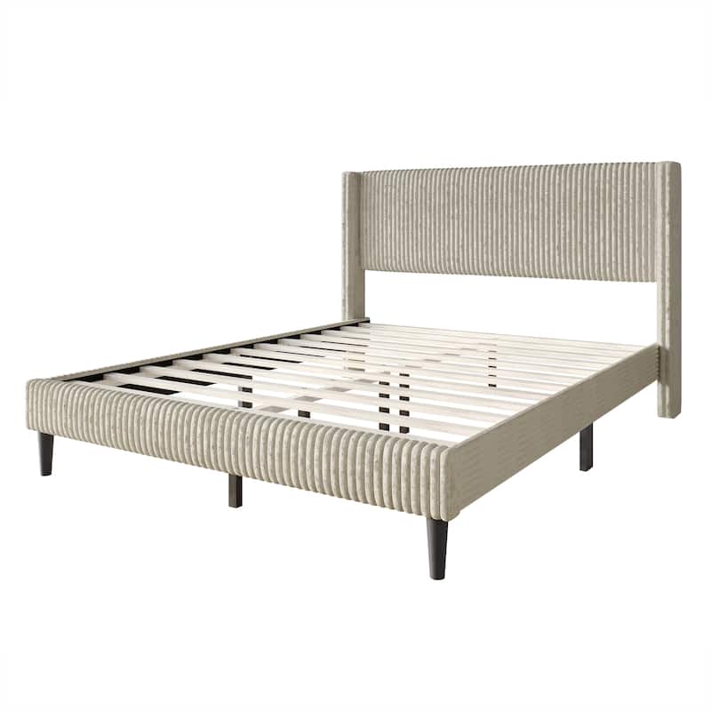 CraftPorch Modern Wingback Upholstered Velvet Bed