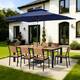 Option Set of 11 - Brown Table with Navy Blue Umbrella