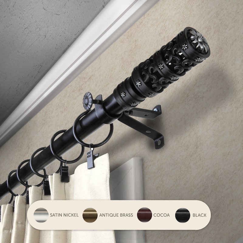 InStyleDesign Carnival Adjustable Curtain Rod - 28 to 48 inches - Black