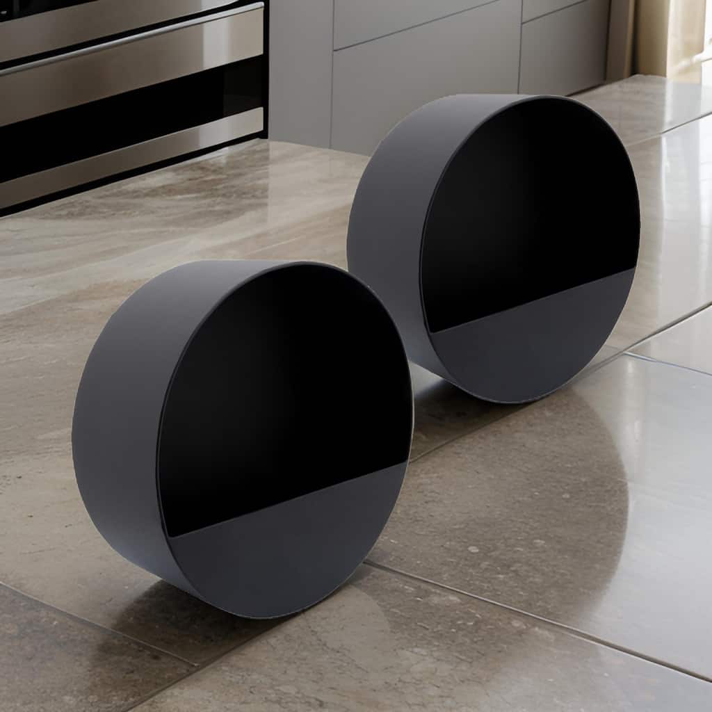 Metal Round Shaped Planter with Mounting Hanger, Black, Set of 2