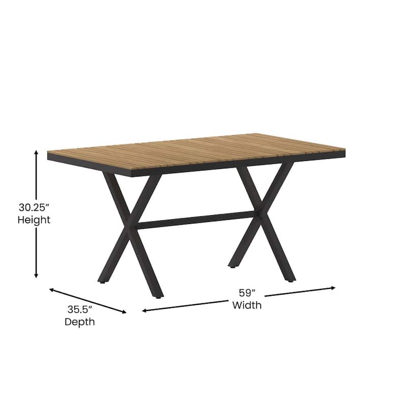 Commercial Grade Polyresin Slat Outdoor Patio Table