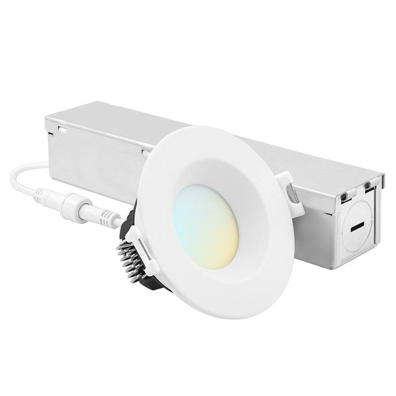 Luxrite 2 Inch LED Recessed Ceiling Light J-Box 8W 5CCT 660 Lumens Dimmable Wet Rated IC Rated - 1 Pack - 1 Pack