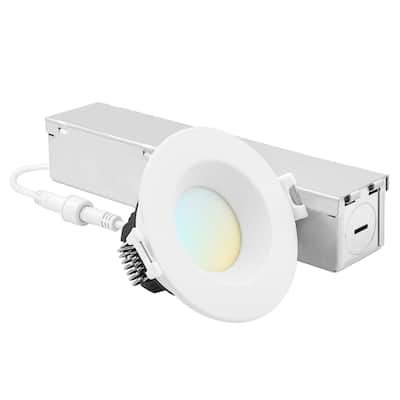 Luxrite 2 Inch LED Recessed Ceiling Light J-Box 8W 5CCT 660 Lumens Dimmable Wet Rated IC Rated - 1 Pack