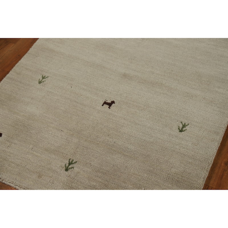 Gabbeh Indian Runner Rug Hand-Knotted Hallway Wool Carpet - 2'9" x 8'3"