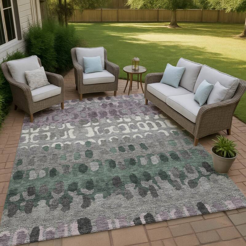Machine Washable Indoor/ Outdoor Modern Trezze Chantille Rug - Plum - 8' x 10'