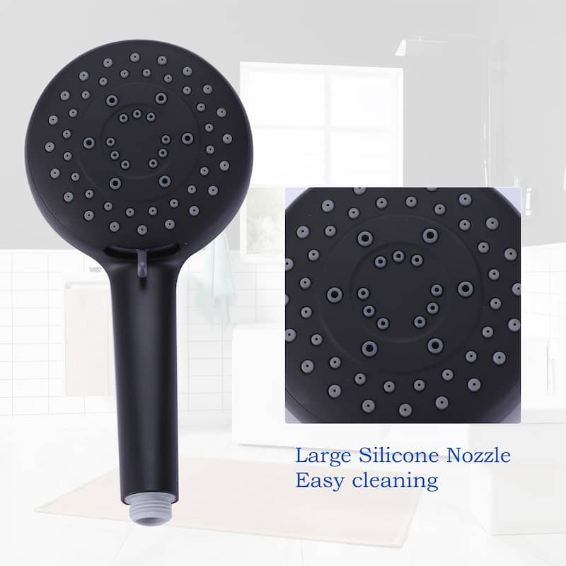 High Pressure 5-Way 10'' Rain Shower Head Black with Handheld Shower Slide Bar