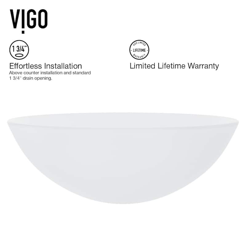 VIGO Giovanni 17"L x 17"W x 6"H Glass Round Vessel Bathroom Sink
