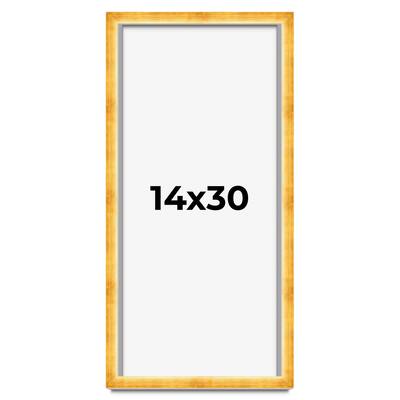 14x30 Shadow Box Frame Gold Real Wood Traditional Shadowbox Display Frame UV Acrylic Front Acid Free Backing and Hardware