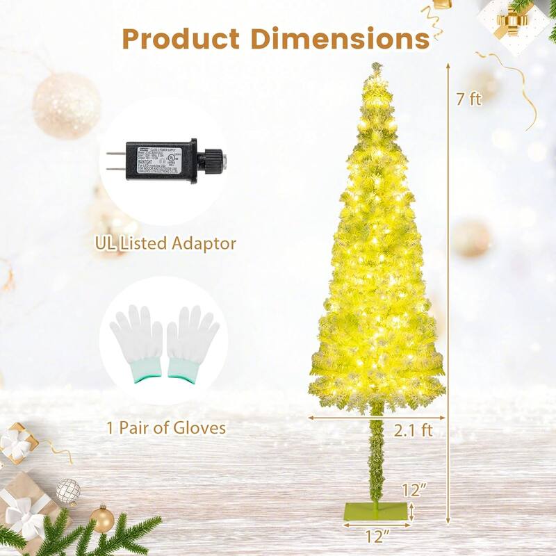 5/6/7 FT Pre-lit Whimsical Christmas Tree Flocked Bendable Tree - 7 Foot