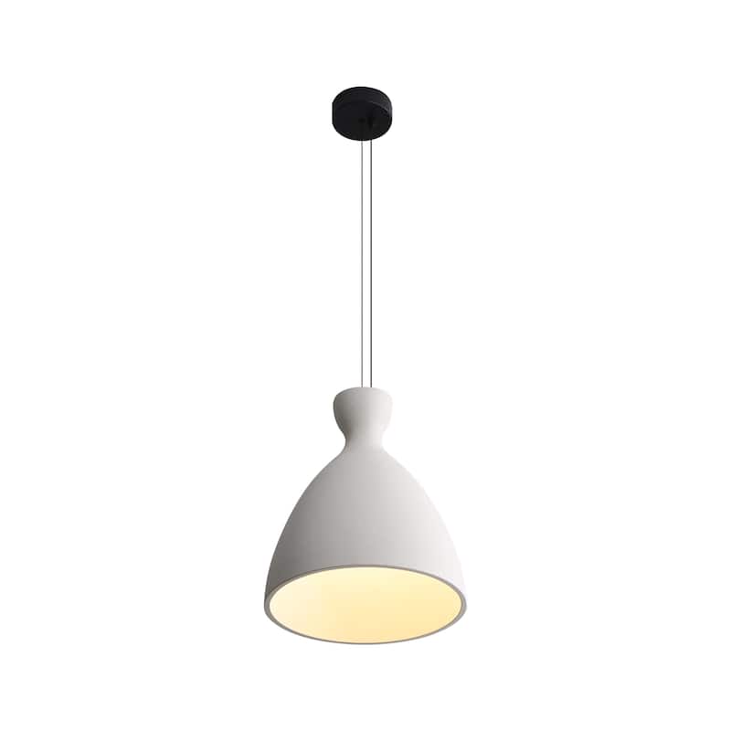 Golden Lighting Aethera 14in Integrated LED Pendant in White Sandstone Cement - Gold
