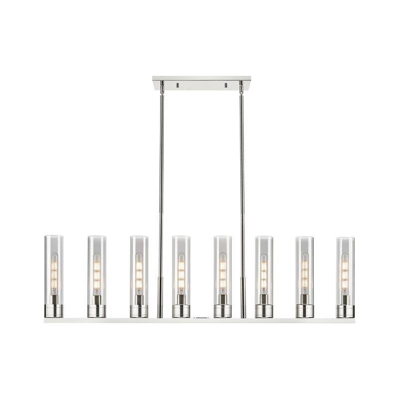 Innovations Lighting Downtown Urban - Boreas - 6 Light 48" Stem Hung Island Light with 11" Shades - Polished Nickel/Light Smoke