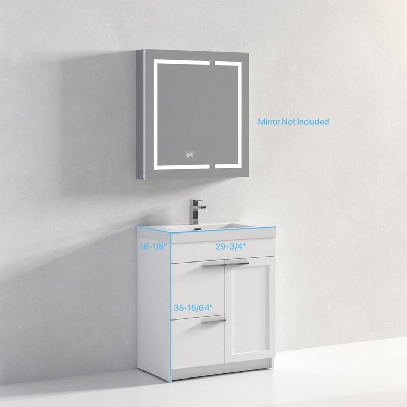 Blossom Hanover 30 Inch Bathroom Vanity with Topmount Acrylic Sink