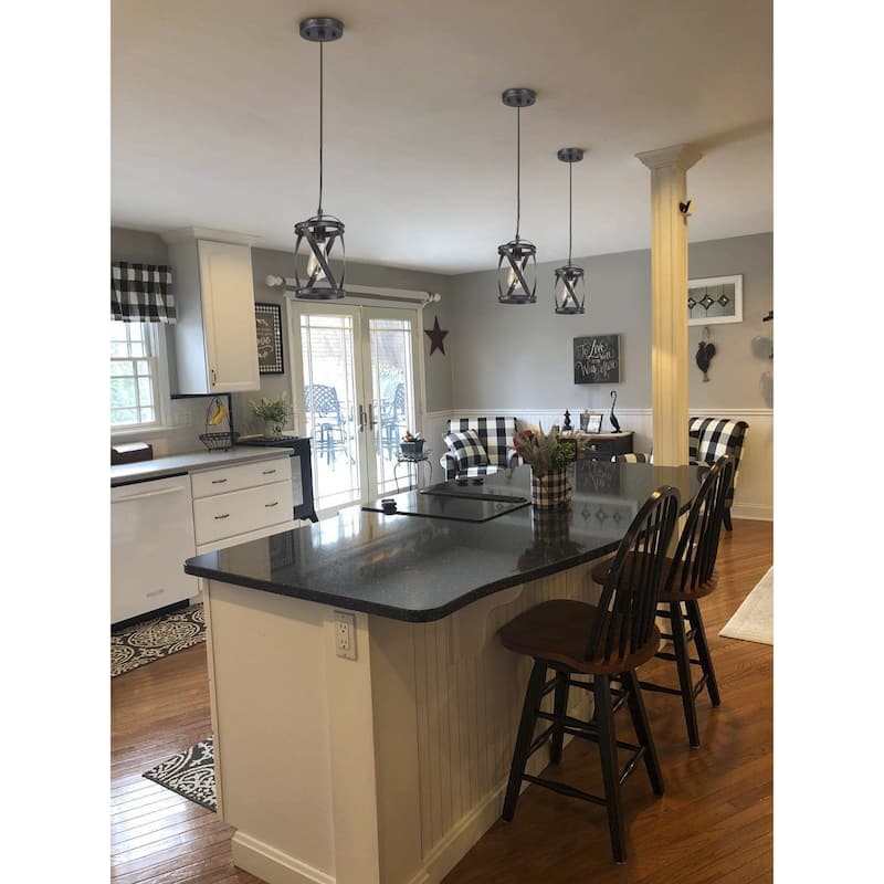 Modern Farmhouse 1-Light Cage Mini Pendant Light for Kitchen Island - D6" x H 14" - 72"