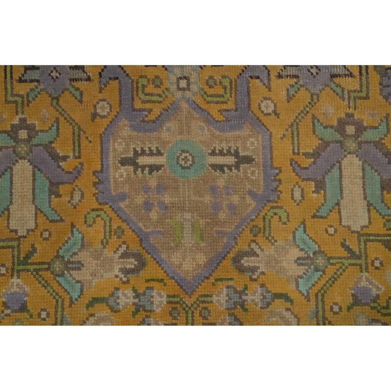 Hand Knotted Oriental 100% Wool Carpet Traditional Floral Yellow & Gold Tabriz Area Rug - 9' 6'' X 6' 7''