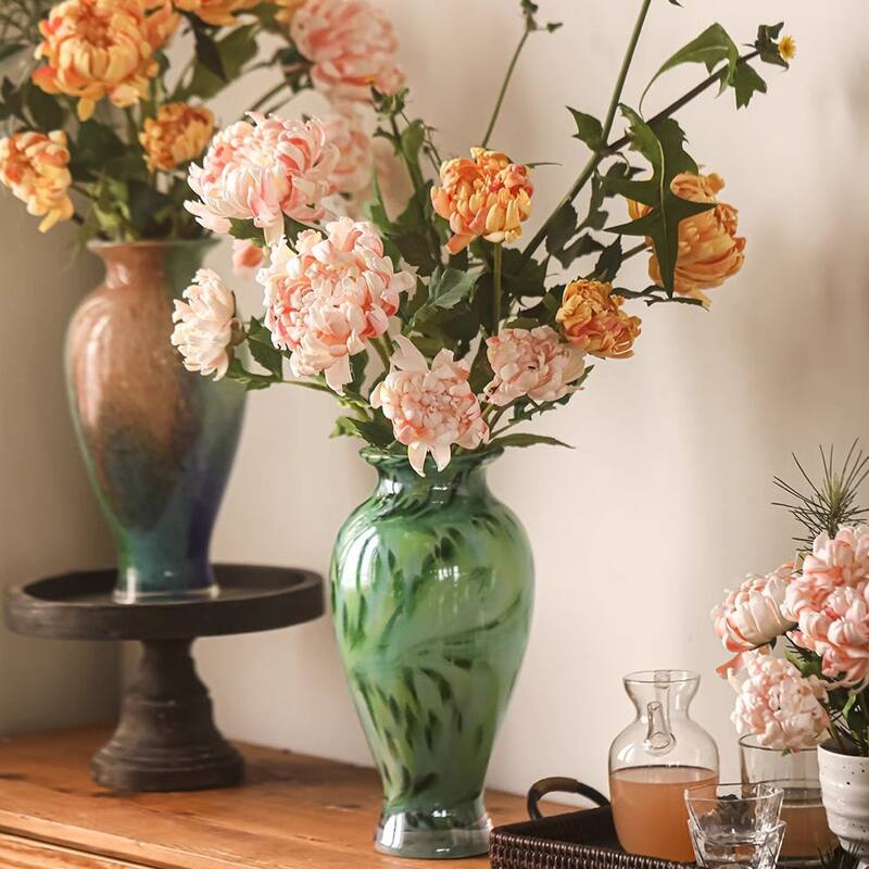 RusticReach Three-Head Seattle Dahlia Flower Stem 30.7" Tall - Light Pink - [C]-Five Stems