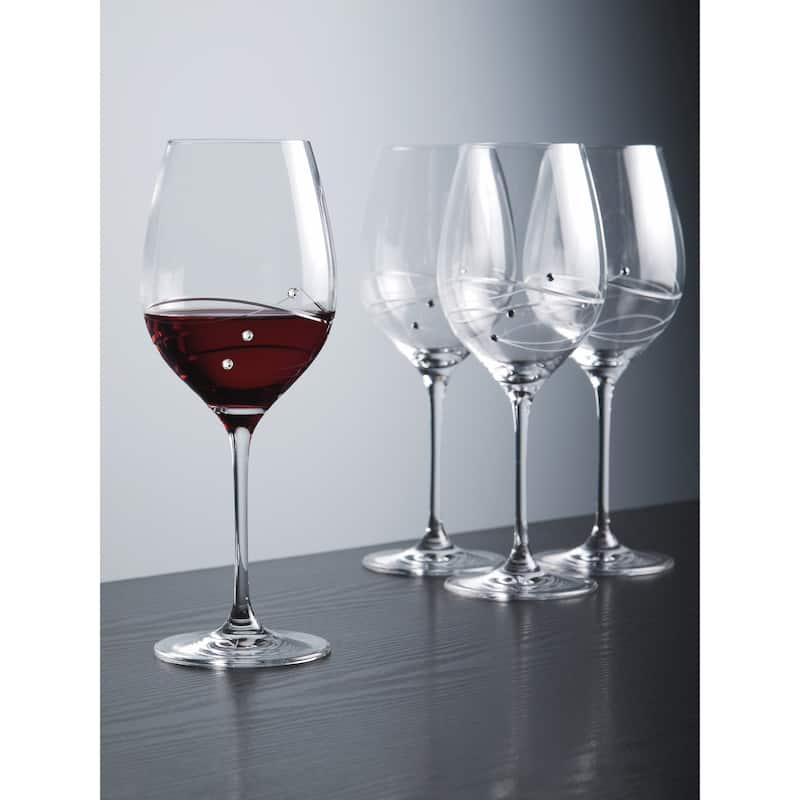 Majestic Gifts Inc.Glass Wine Goblets-W/ Swarovski Diamonds-16oz-Set/4 - 3.75"