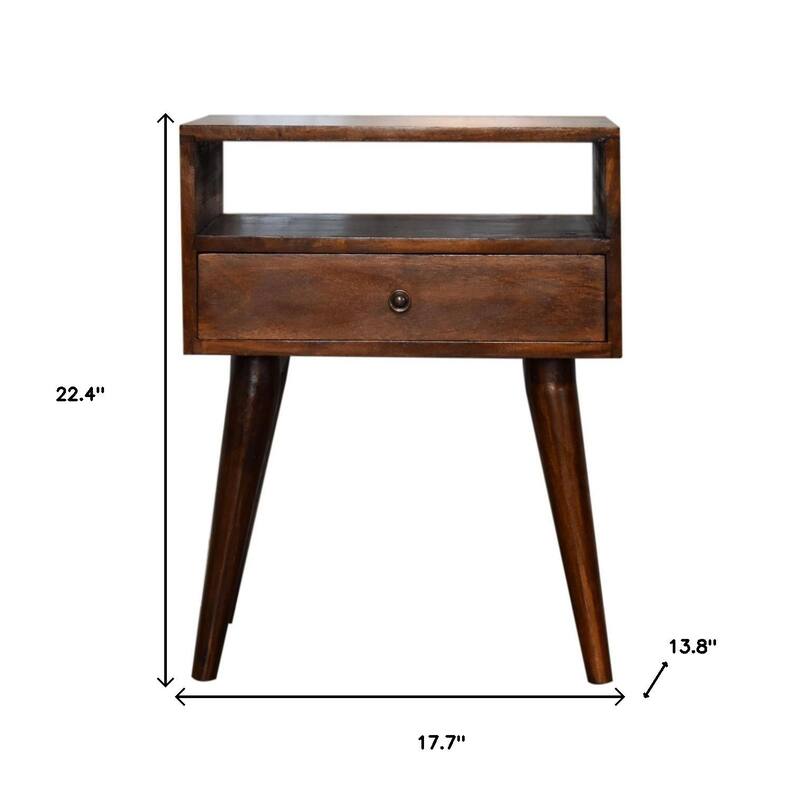 HomeRoots 22" Chestnut Solid Wood One Drawer Nightstand