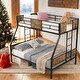 preview thumbnail 1 of 8, Twin Over Full Metal Bunk Bed with 2-Side Ladder and Full-Length Guardrail,Large Storage For Home Black+Brown