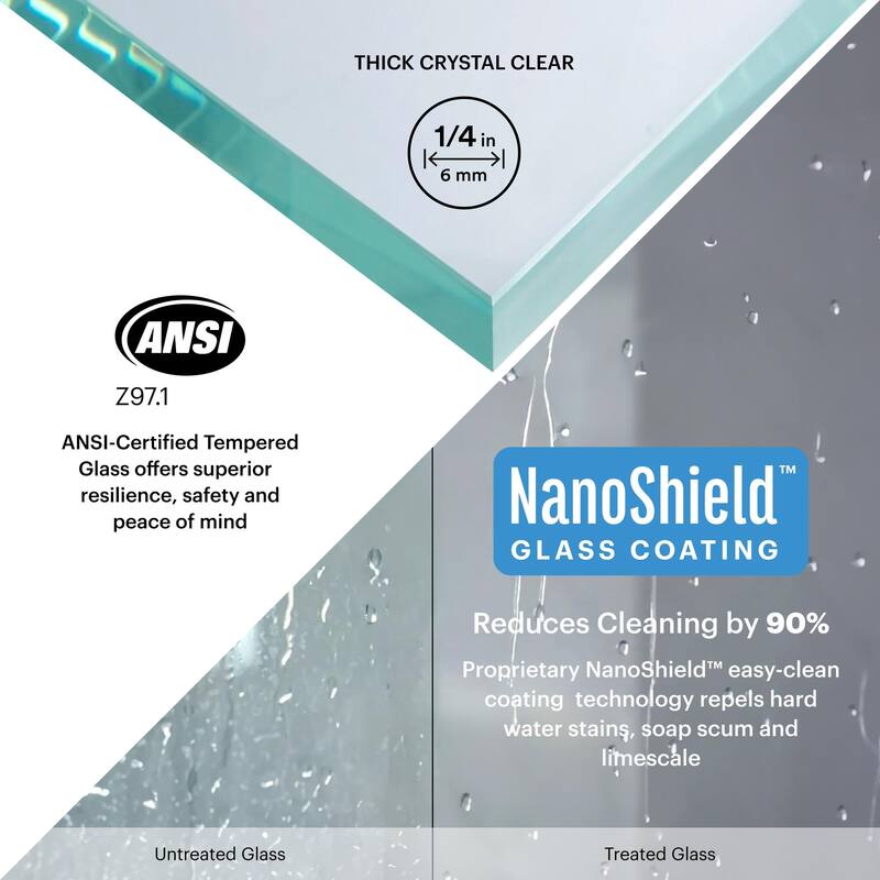 Seawin Strada Light Bypass Frameless Sliding Glass Shower Door 1/4 in. (6 mm) Thick Clear Tempered Glass