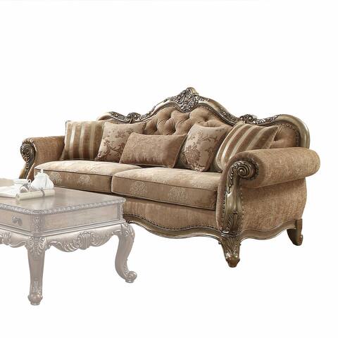 35' X 93' X 42' Fabric Vintage Oak Upholstery Poly Resin Sofa w5 Pillows - 35' X 93' X 42'