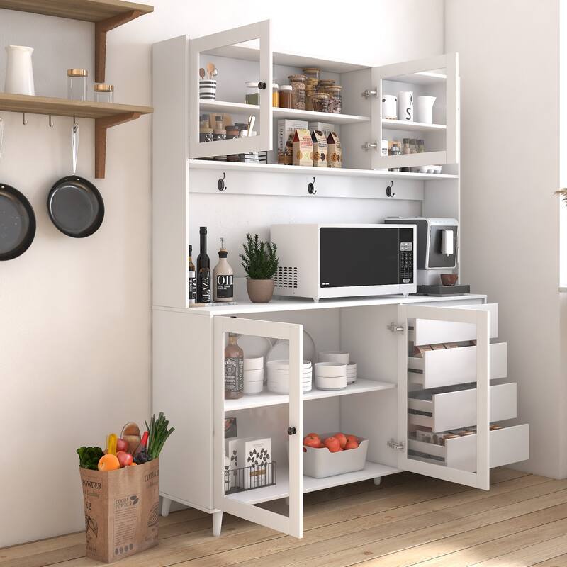 Freestanding Kitchen Pantry Kitchen Hutch Cabinet with Doors and Drawers