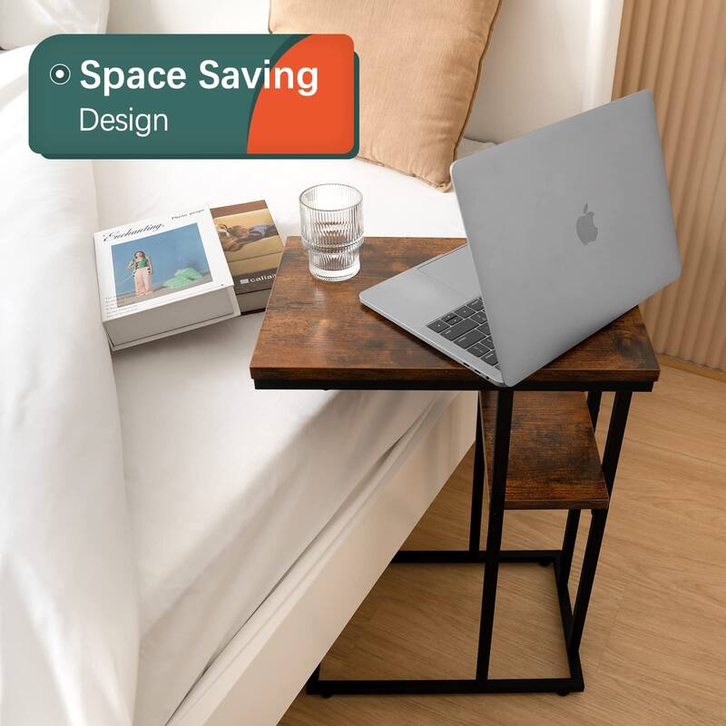 C Table End Table Set of 2,Side Table Living Room,C Shaped Side Table,Couch Tables That Slide Under Couch Table with Metal Frame