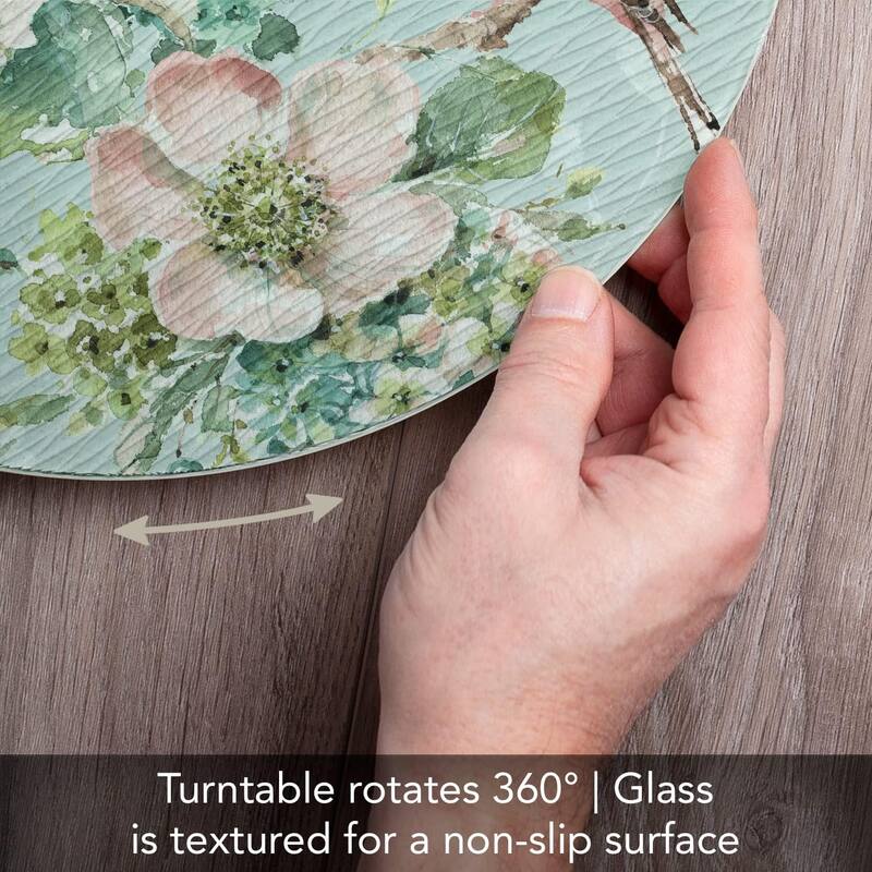 Mint Crush 4mm Heat Tolerant Tempered Glass Lazy Susan Turntable 13" Diameter Cake Plate Condiment Caddy Pizza Server