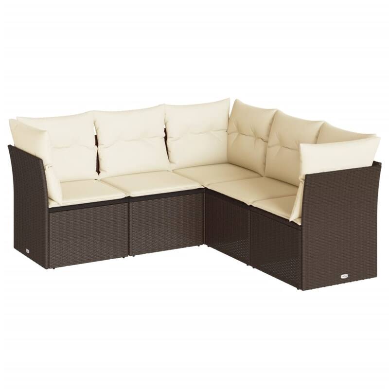 vidaXL Garden Sofa Set Brown, Cream white - 24.4 x 24.4 x 27.2