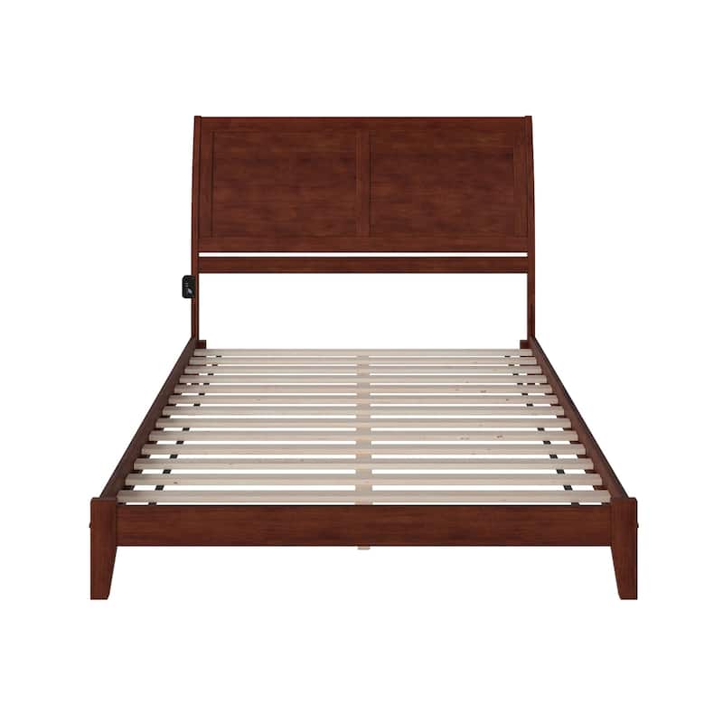 Portland Queen Low Profile Wood Platform Bed in Walnut