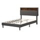 preview thumbnail 4 of 9, Full Size Upholstered Platform Bed with Storage Headboard, USB Ports and Adjustable Height, Linen Fabric Bed
