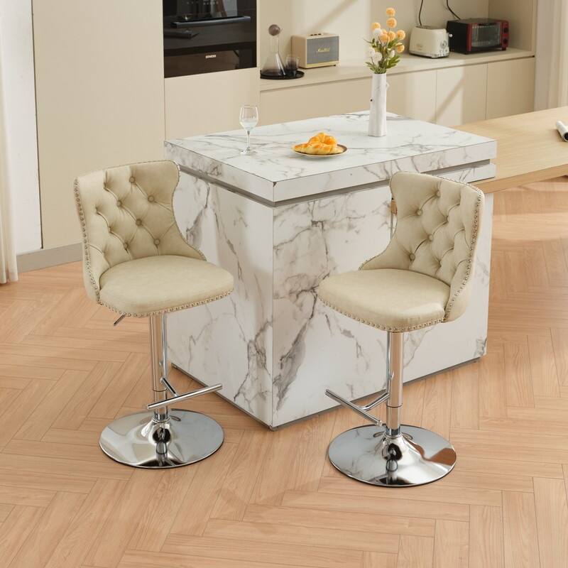 Swivel Foam Barstools Adjusatble Seat Set of 6