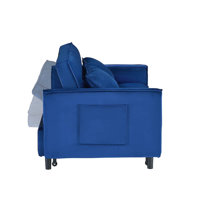 55-inch 3-in-1 Multifunctional Velvet Sofa Bed for Living Room