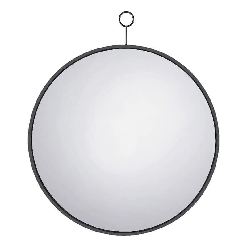 Contemporary Glass Round Wall Mirror Black Nickel - 30"x36"