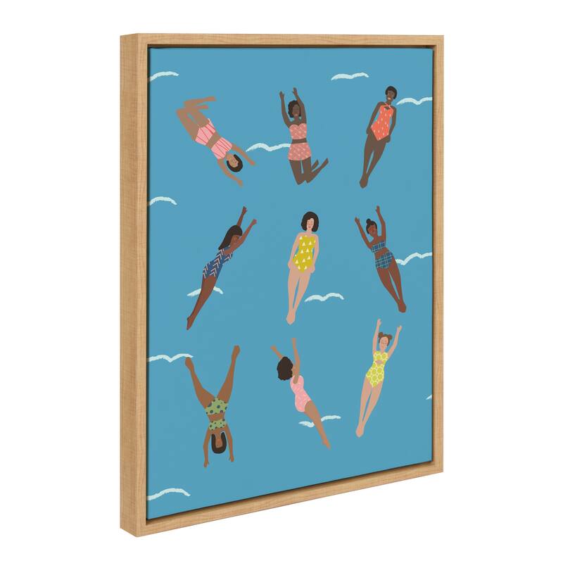 Kate and Laurel Sylvie Swimmers Framed Canvas by Queenbe Monyei