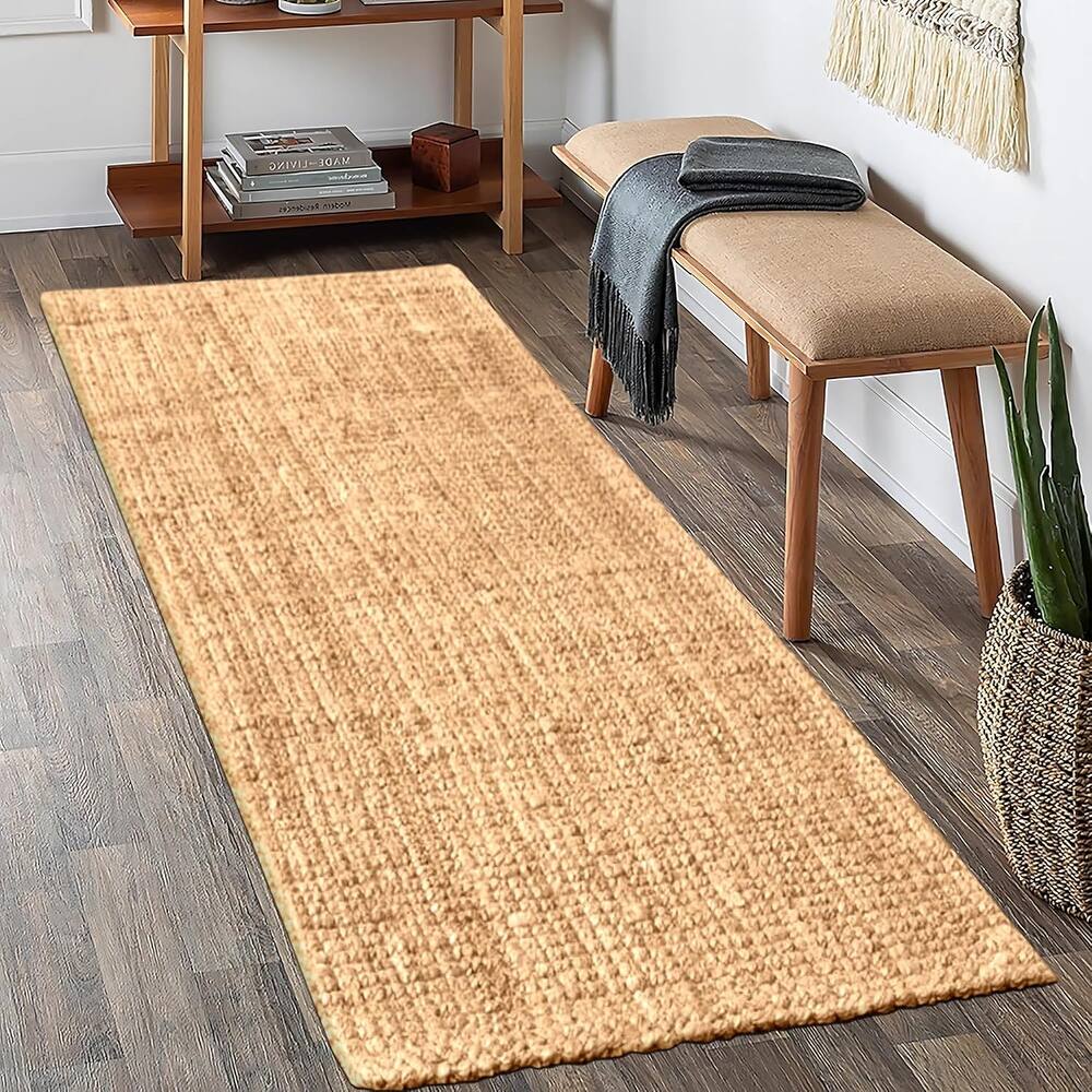Delara Premium Handwoven Natural Fiber Area Rug Boucle 100% Jute excellent choice in high-traffic areas such as Living rooms
