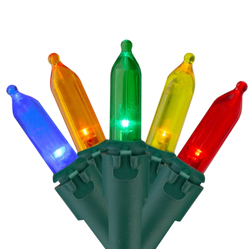 200 Multi-Color LED Mini Christmas Lights 49ft Green Wire - 49'