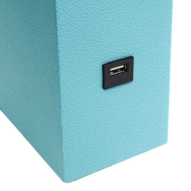 Modern Leather Table Lamp with USB and White Fabric Shade