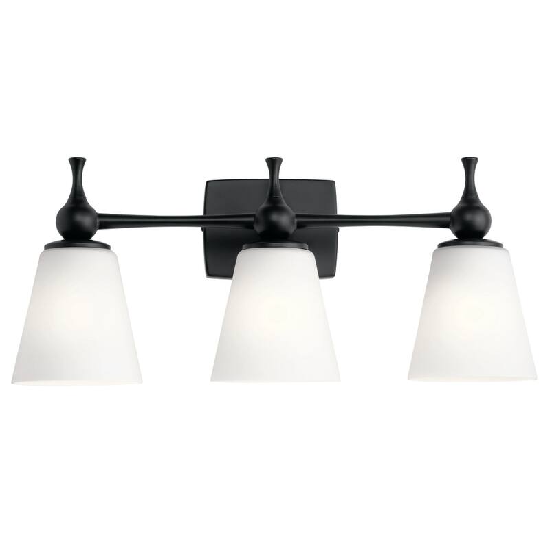 Kichler Cosabella 24 Inch 3 Light Vanity Light with Satin Etched Case Opal in Black