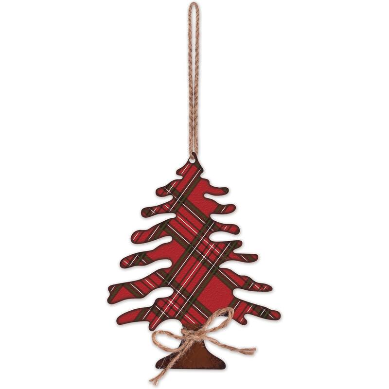 Plaid Tree Ornament -Set of 4