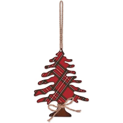 Plaid Tree Ornament -Set of 4