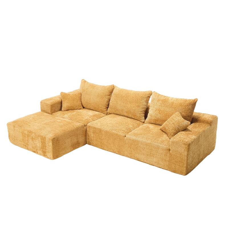 Floor Standing Chaise Lounge Couch L-shape Sectional Sofa with Ottoman