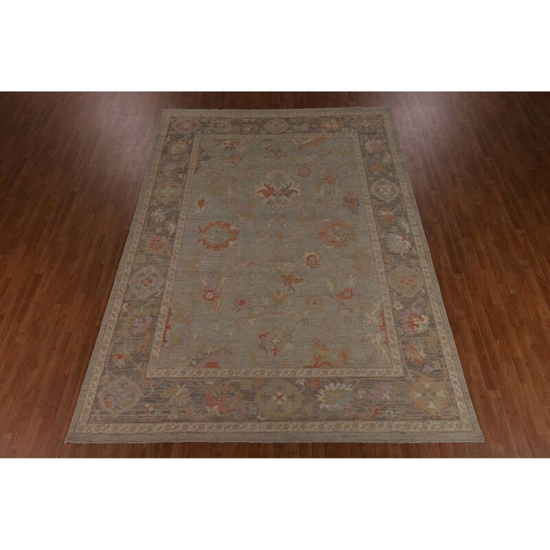 Transitional Vegetable Dye Oushak Turkish Rug Handmade Wool Carpet - 8'10"x 12'3"