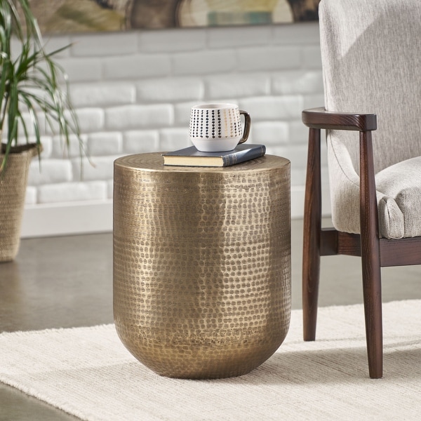 Brass drum side table discount