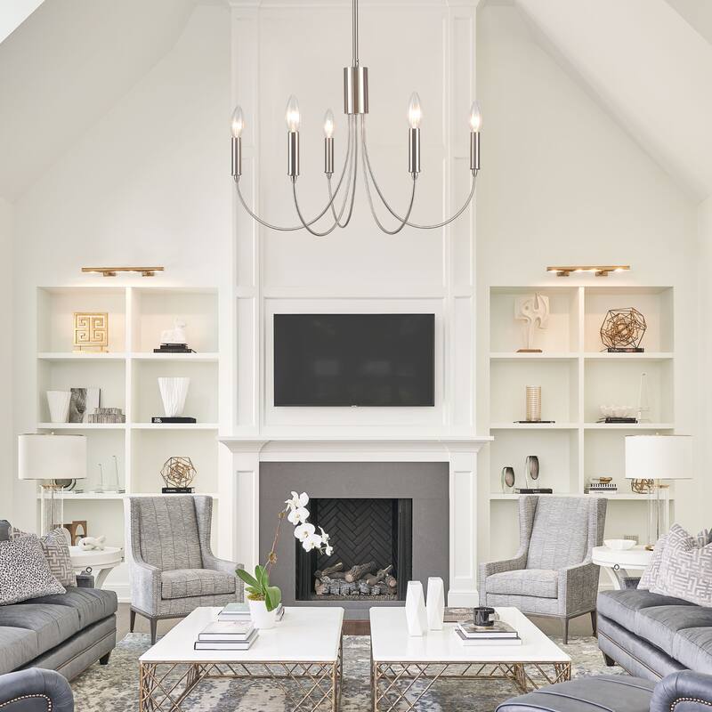 5-Light Rustic Candlestick Hanging Linear Chandelier Lighting Fixture for Kitchen Island