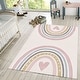 preview thumbnail 11 of 10, Kids Rug for Nursery with Rainbows & Hearts in Cream Pastel