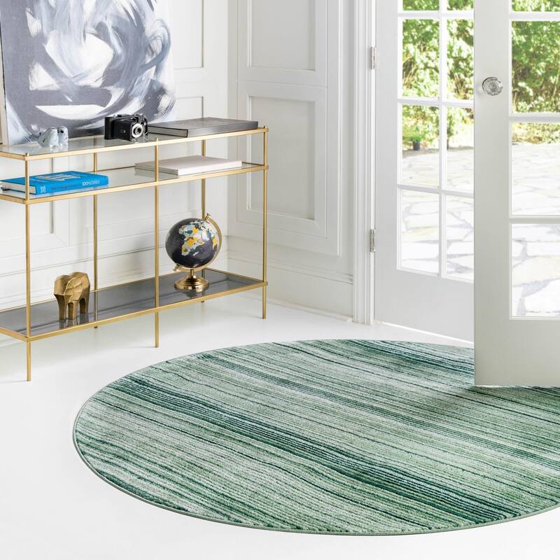 Contemporary Zeno Collection Area Rug - 9'8" Round - Green