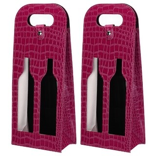Leather Wine Tote Bag For 2 Bottles - Reusable Carrier For Picnics, Parties & Gifts (Red)