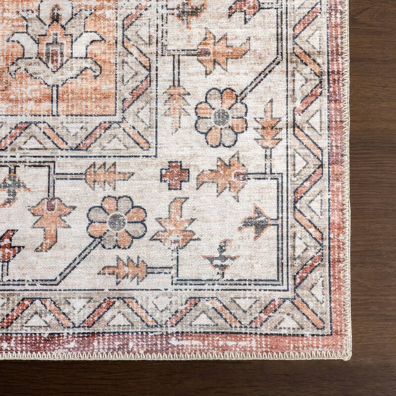 Nuloom Noemie SplashGuard Vintage Medallion Machine Washable Area Rug