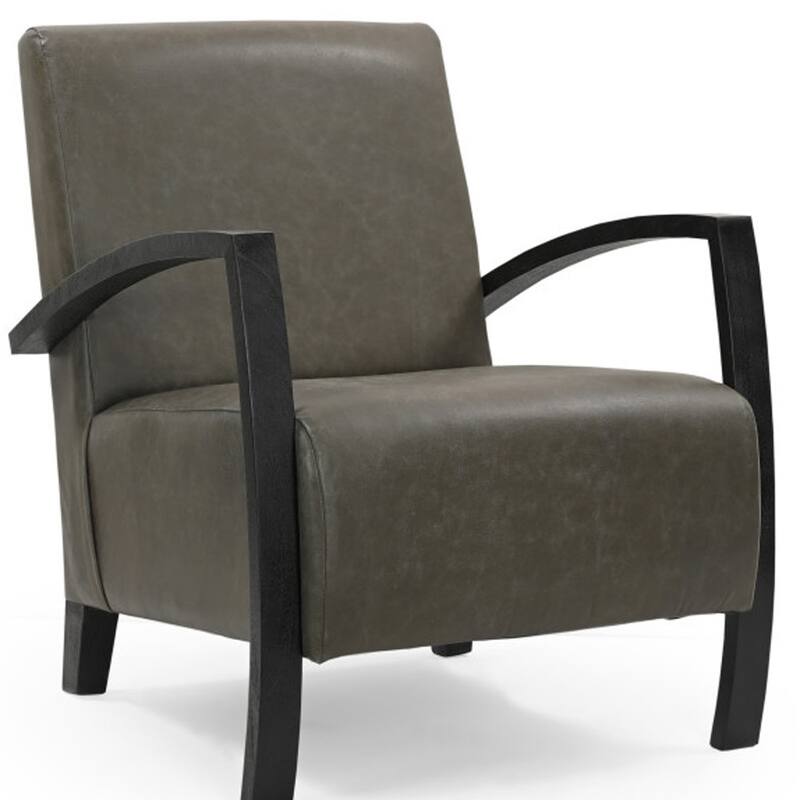 HomeRoots 26" Green And Black Top Grain Leather Arm Chair - 26' X '33' X '31